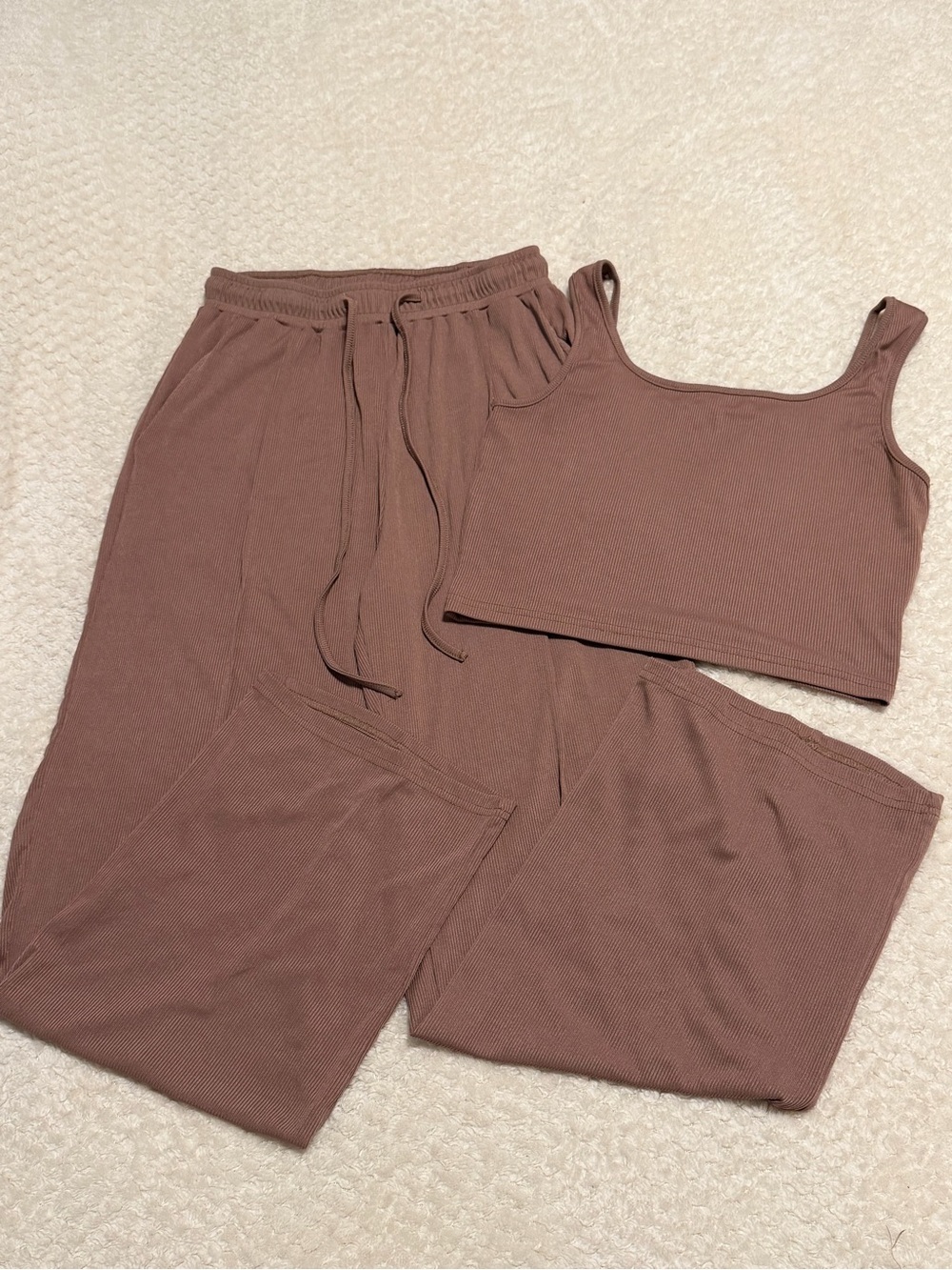 SHEIN Ribbed Crop Tank & Wide-Leg Pant Set